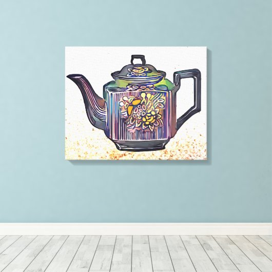 Tea pot canvas afdruk (Insitu (Houten vloer))