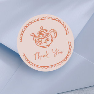 Tea Pot Doodle Dank u voor uw gunst Ronde Sticker