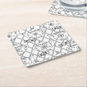Tea Pot Doodle Vierkante Kartonnen Onderzetter (Schuin)