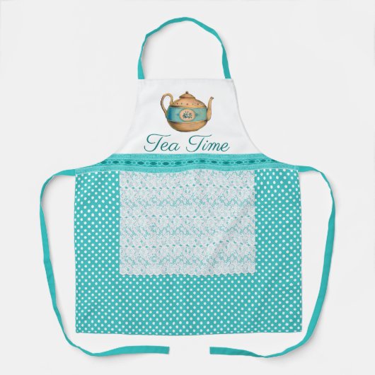  Tea Pot en Polka Dots Schort (Voorkant)