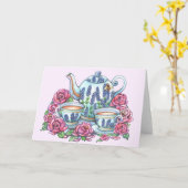 Tea Pot en Rozen Kaart (Gele Bloem)