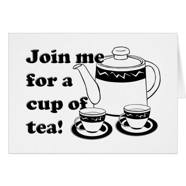 Tea Pot en Tea Cups voor hete thee maand (Voorkant Horizontaal)
