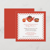 Tea Pot Party Fête des mariées plat Invitation (Devant / Derrière)