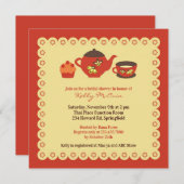 Tea Pot Party Fête des mariées plat Invitation (Devant / Derrière)