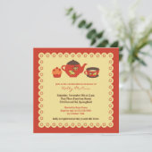 Tea Pot Party Vrijgezellenfeest Platte Uitnodiging (Staand voorkant)