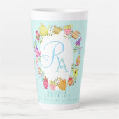  Tea Pots and Cups Monogram Pastel Blue  Mug (Devant)