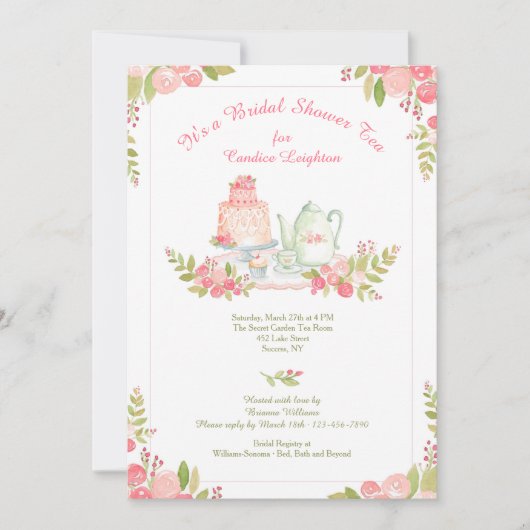 Tea Receptie Douche Uitnodiging (Voorkant)