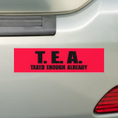 TEA - REEDS GENOEG BELASTING BUMPERSTICKER (Op auto)
