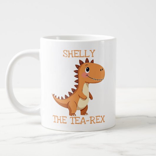 Tea-Rex Dinosaur Personalized Name Giant Tea Mug Extra Grote Beker (Links)