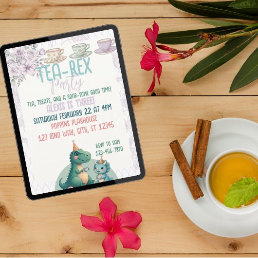 Tea-Rex Dinosaur Verjaardag Tea Party Kaart
