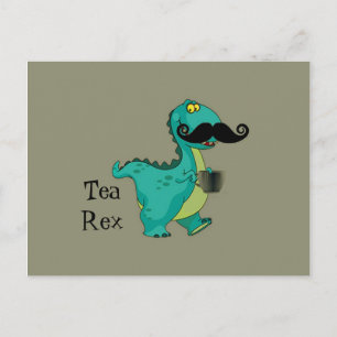 Tea- Rex Funny Dinosaur Cartoon Innuendo Briefkaart