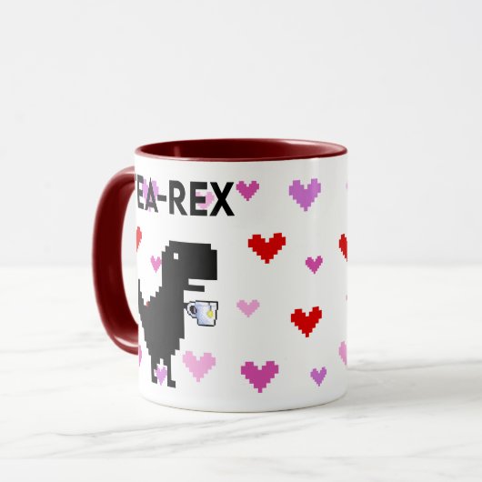 Tea-Rex mit Pixel Herzen Mok (Voorkant links)