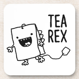 Tea Rex Tea Bag Funny Pun Cartoon Drankjes Onderzetter