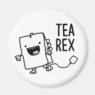 Tea Rex Tea Bag Funny Pun Cartoon Magneet