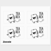 Tea Rex Tea Bag Funny Pun Cartoon Rechthoekige Sticker (Vel)