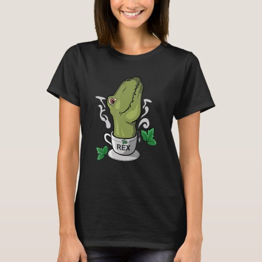 Tea Rex Tea Time Tea Drinker Dinosaur T-shirt (Voorkant)