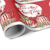 Tea-Riffic Kerstmis Rood en Wit Polka Dot Cadeaupapier (Rol Hoek)