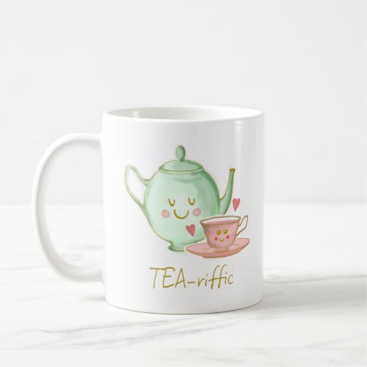 Tea-riffic, théière, teacup, coeurs & mug rose (Gauche)