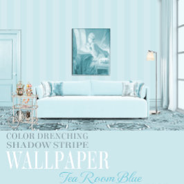Tea Room Blue Six Inch Shadow Stripe Behang