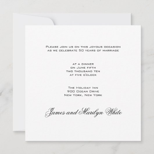 Tea Roses 50e anniversaire Mariage Invitation (Dos)