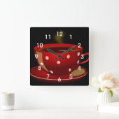 Tea rouge ou café Coupe Cuisine mural Horloge (Maison)