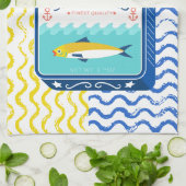 Tea Serviette Eclectique Sardines Design (Plié)