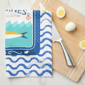 Tea Serviette Eclectique Sardines Design (Quart Plié)