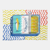 Tea Serviette Eclectique Sardines Design (Horizontal)