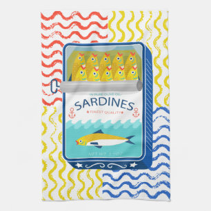 Tea Serviette Eclectique Sardines Design