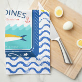 Tea Serviette Eclectique Sardines Design (Quart Plié)