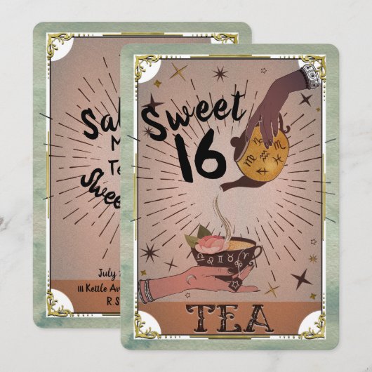  Tea tarot Witchy Kettle Sweet 16 Party in Kaart (Voorkant / Achterkant)