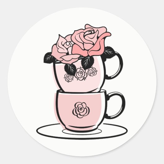 Tea Teacup Fête des mariées Favoriser Sticker (Devant)