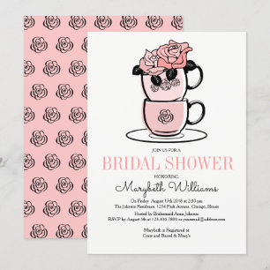 Tea Teacup Flowers Bridal Shower Invitation Kaart