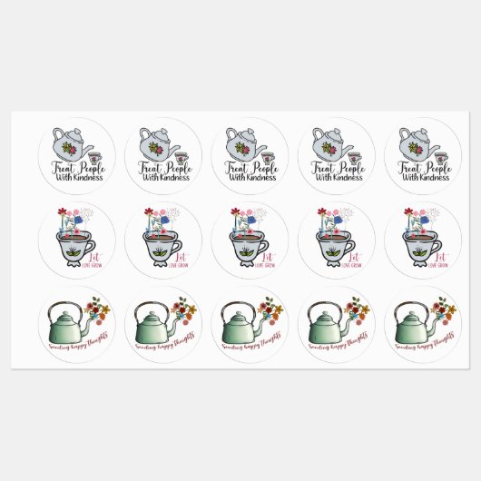 Tea Teapot de l'après-midi Citations Stickers (Feuille)