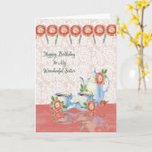 Tea Time Anniversaire Carte pour votre soeur (Fleur jaune)