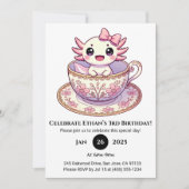 Tea Time Axolotl Birthday Kaart (Voorkant)