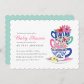 Tea Time Baby shower Uitnodiging (Voorkant / Achterkant)