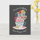 Tea Time Birthday Wenskaart Kaart (Gele Bloem)