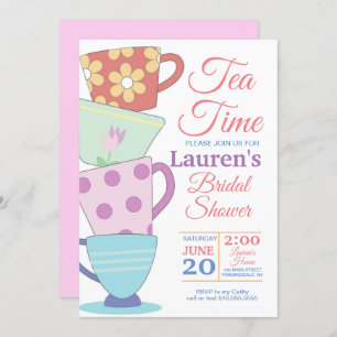 Tea Time Bridal Shower Invitation Kaart