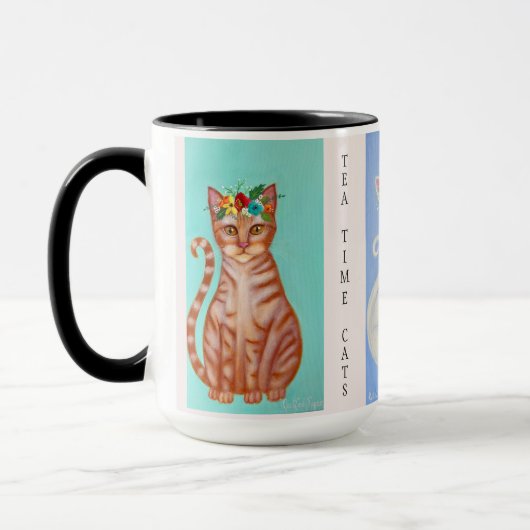 Tea Time Cats Whimsical Art Mok (Links)