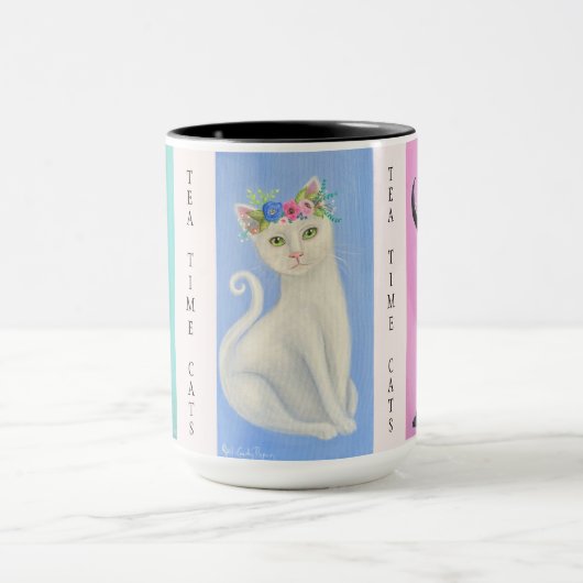 Tea Time Cats Whimsical Art Mok (Midden)