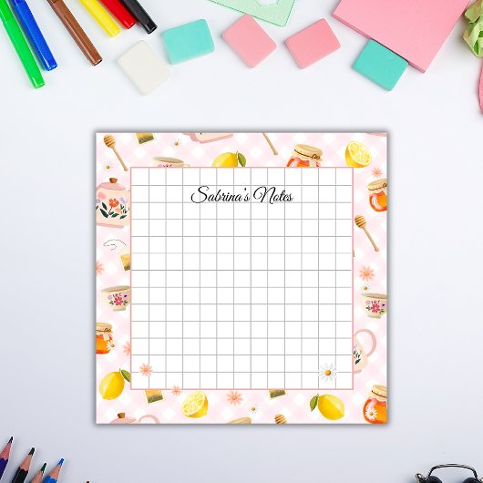 Tea Time Cozy Notes - Grid Lined Sticky Notes