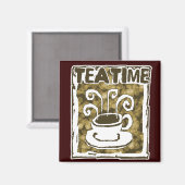 Tea Time Cup met stoom Magneet (Voorkant / Achterkant)