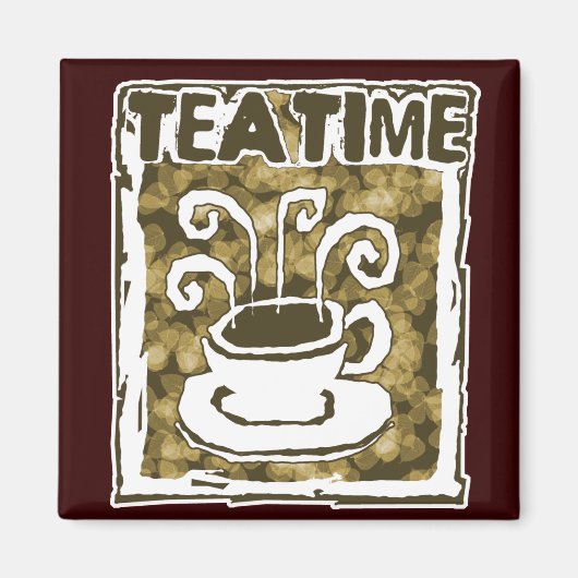 Tea Time Cup met stoom Magneet (Voorkant)