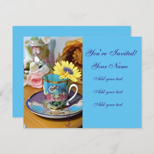 Tea Time Floral Invitations (Devant / Derrière)