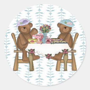 Tea Time for Teddies Ronde Sticker