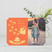 Tea Time Girl Anniversaire Fête Photo Invitation (Debout devant)
