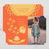 Tea Time Girl Anniversaire Fête Photo Invitation (Devant / Derrière)