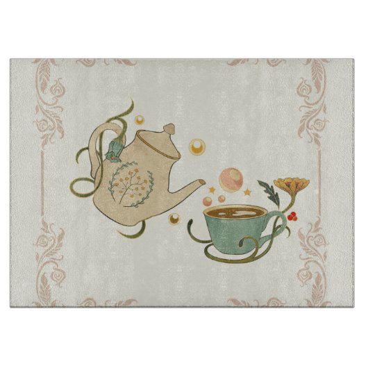 Tea Time Graphic Design, Light Beige Background Snijplank (Voorkant)