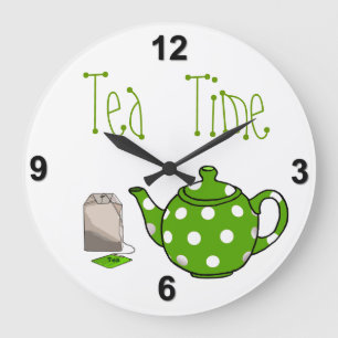 Tea Time Green & White Kitchen Grote Klok